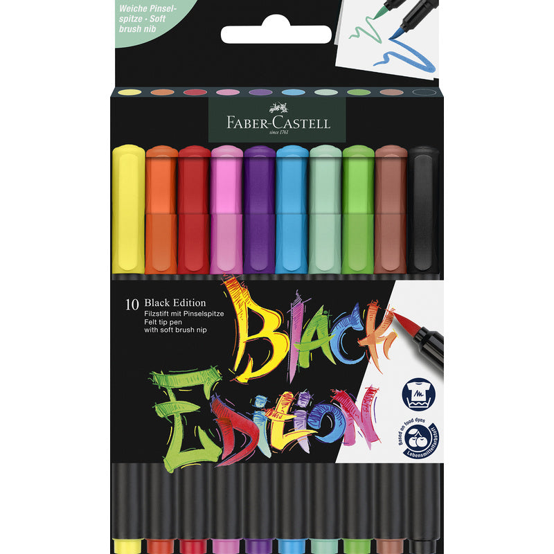 10 Marcadores Ponta de Pincel Faber-Castell Black Edition