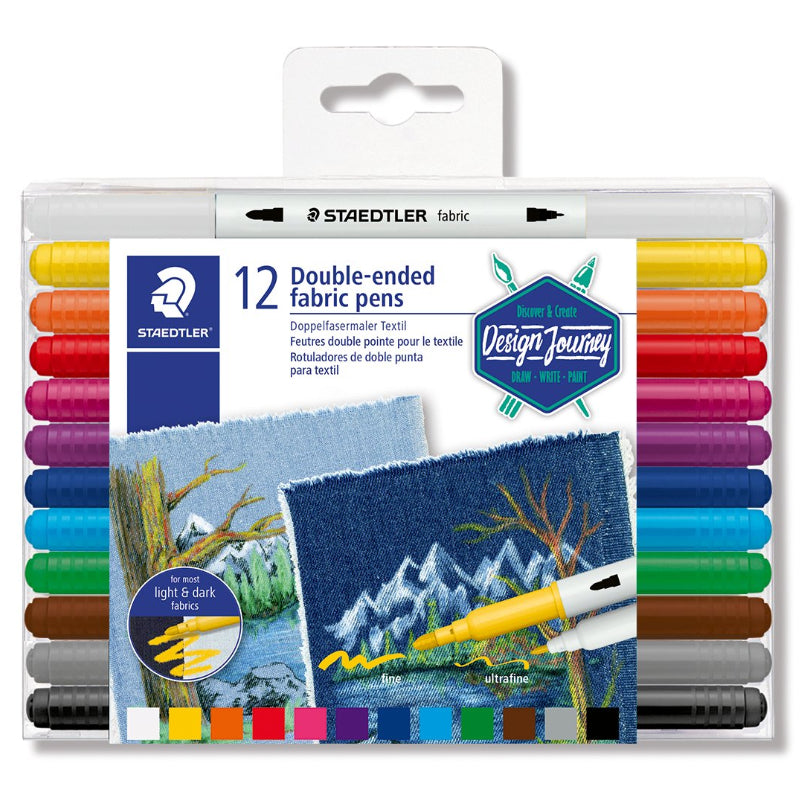 12 Canetas Duplas p/ Tecido Staedtler