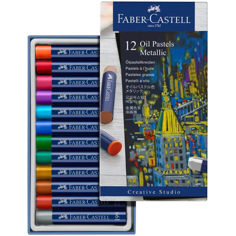 12 Pastéis de Óleo Cores Metálicas - Faber-Castell