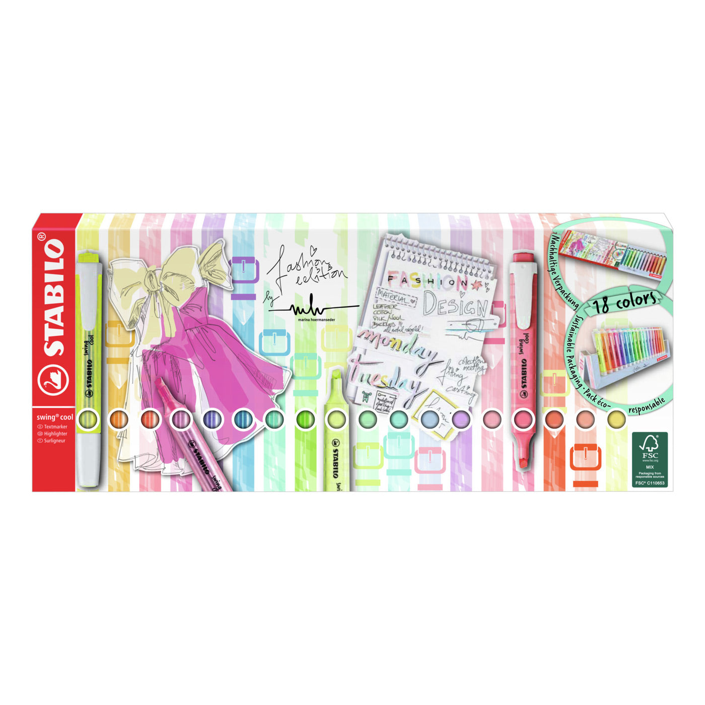 18 Marcadores Fluorescente Staedtler Swing Cool Pastel