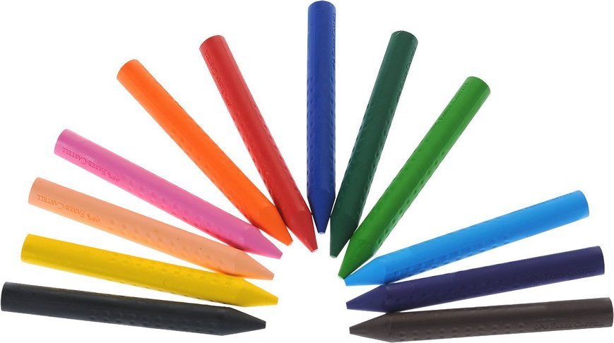 12 Lápis de Cera Jumbo Grip Faber-Castell