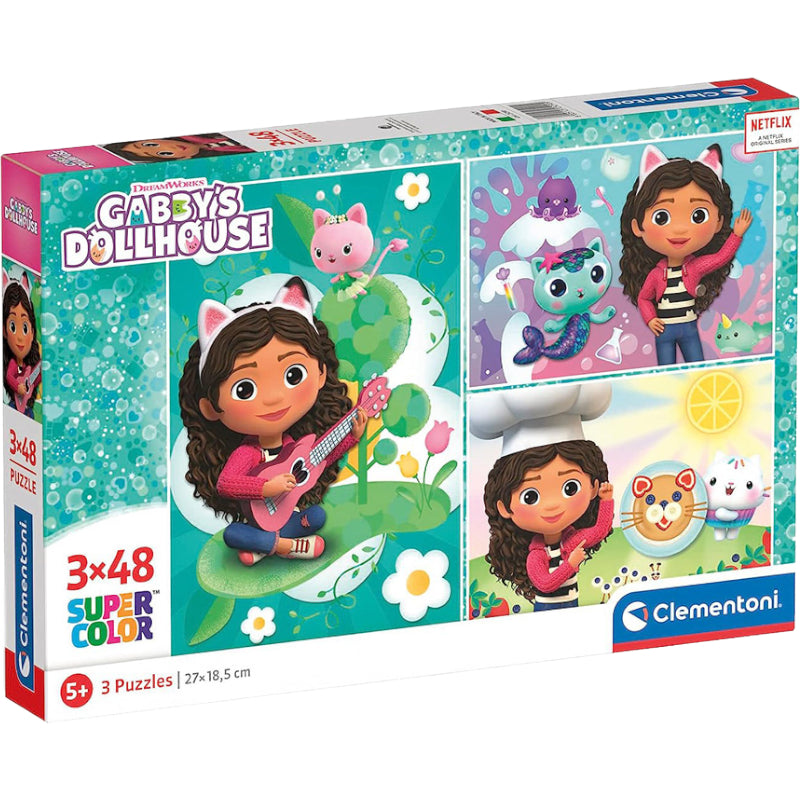 Puzzles 3x48 Peças - A Casa Mágica da Gabby
