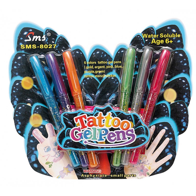 6 Marcadores Makro Paper Tatoo com Brilhos