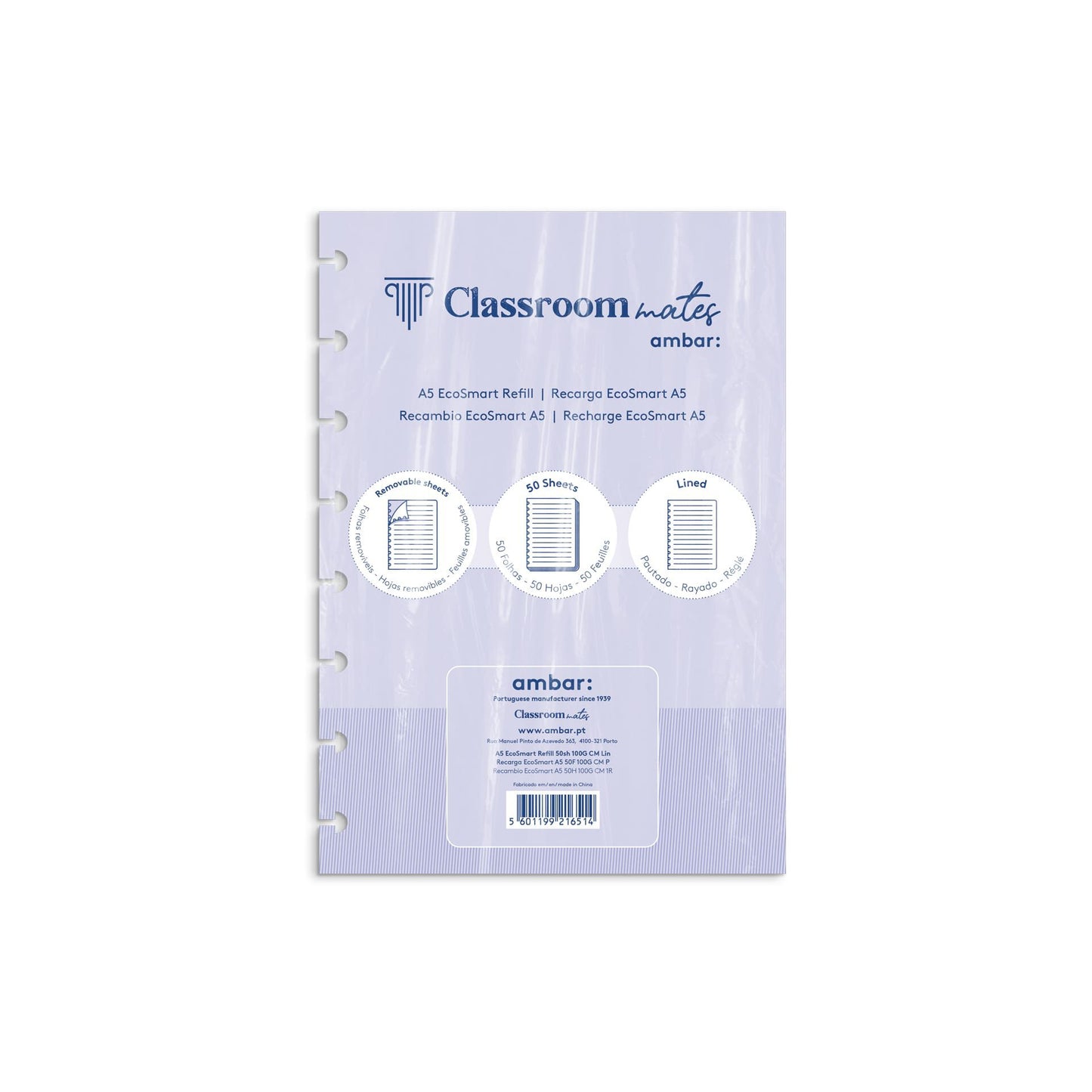 Recarga Para Caderno Ecosmart Ambar Pautada A5 50 Folhas