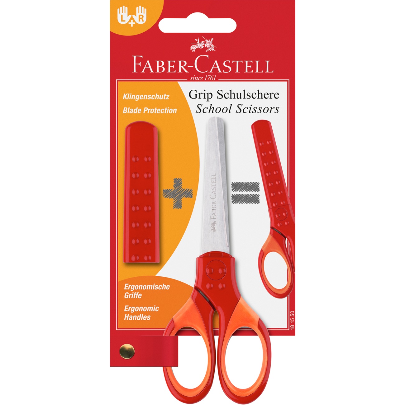 Tesoura Grip Para A Escola Em Blister Vermelho