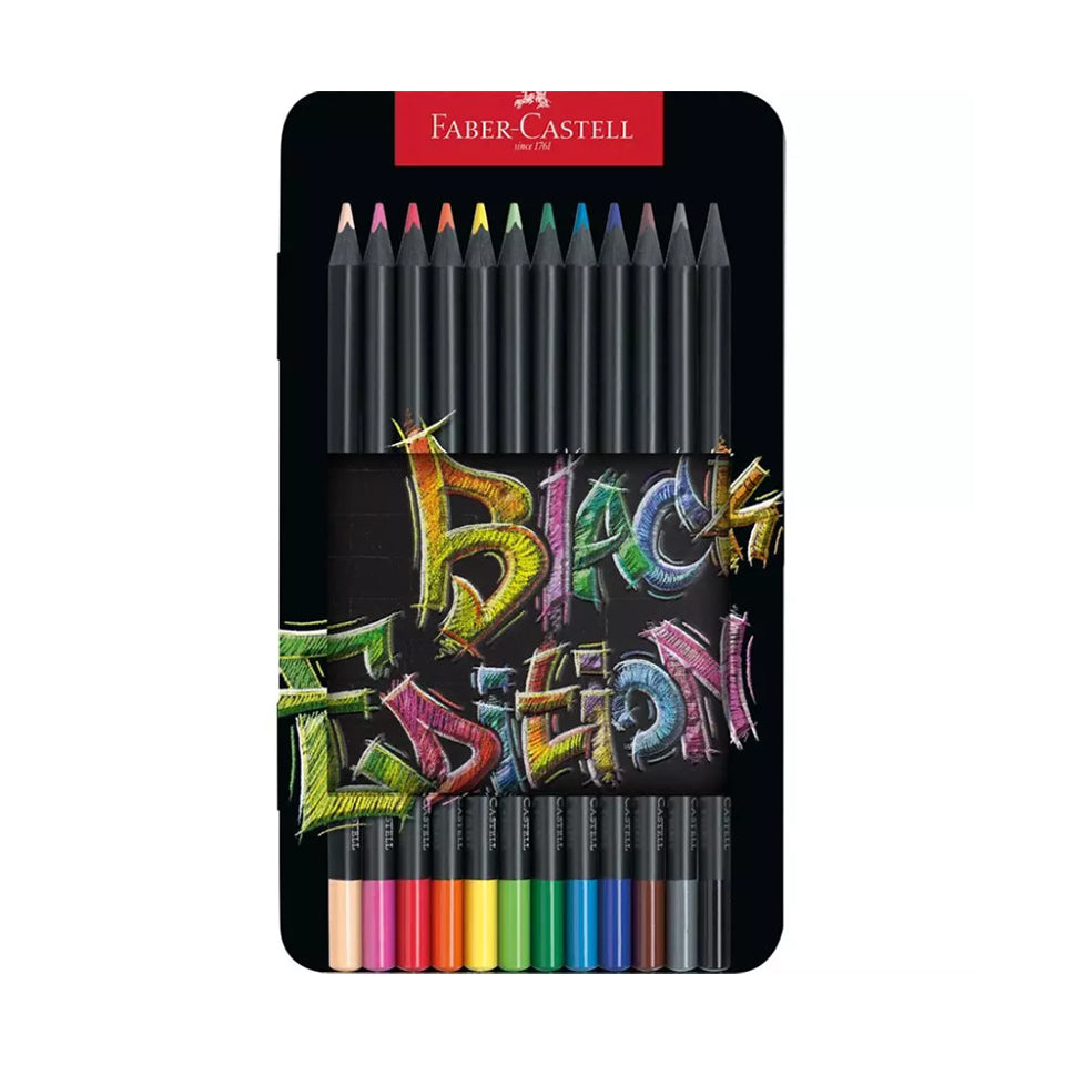 12 Lápis Cor Faber Castell Black Edition Cx Metalica