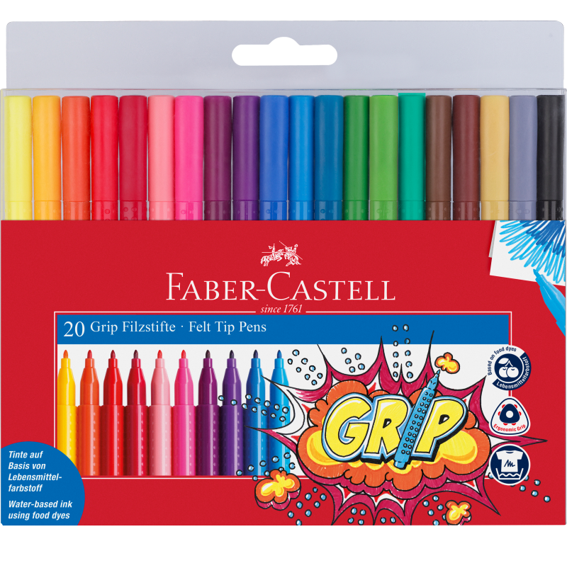 20 Canetas de Feltro Faber-Castell Grip