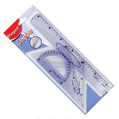 Conjunto Graphic - Régua + 2 Esquadros + Transferidor