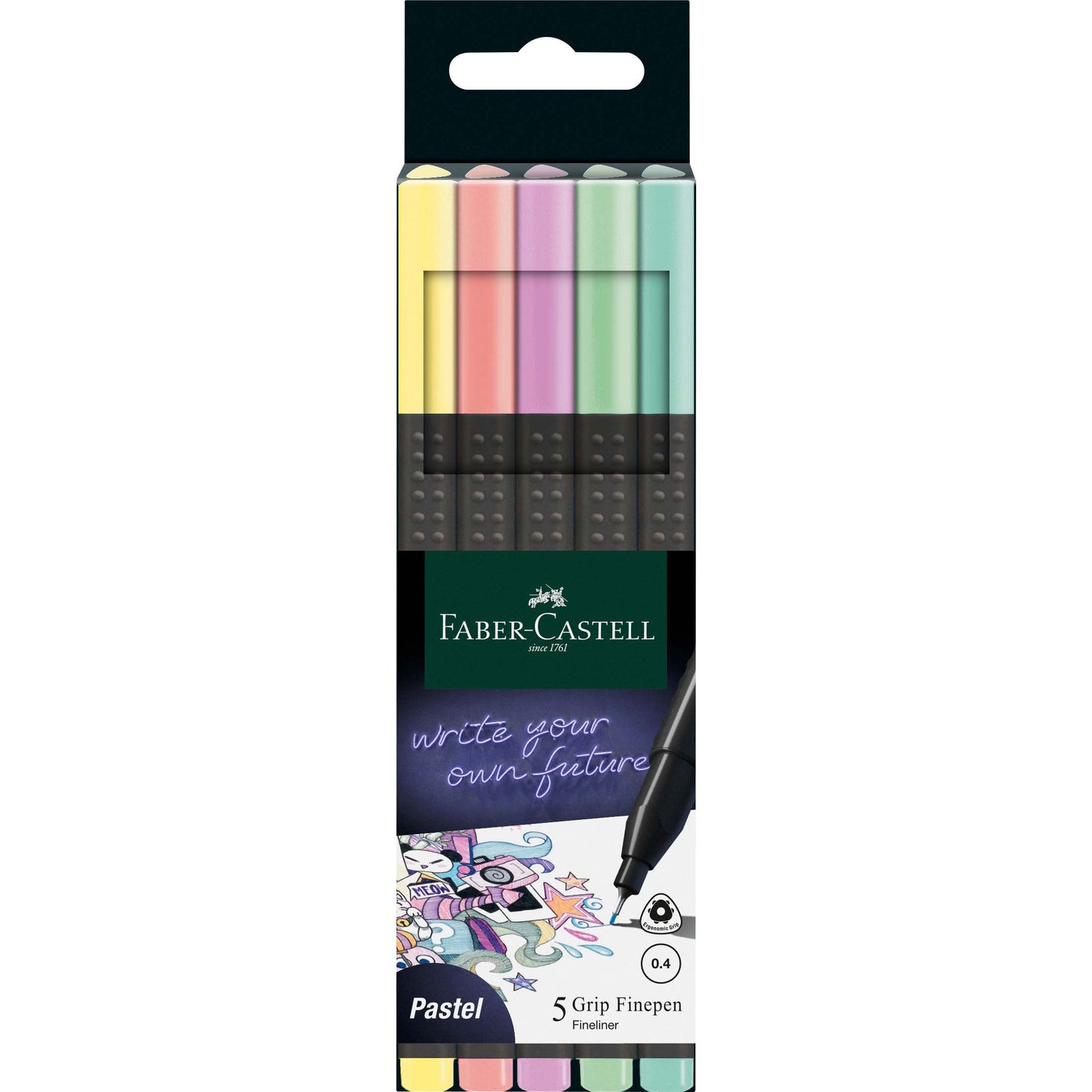 5 Canetas De Feltro Faber-Castell Grip Pastel