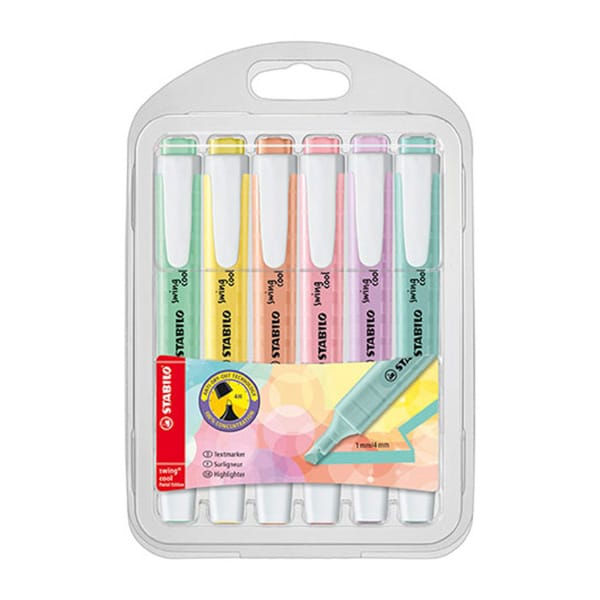 6 Marcadores Boss Swing Cool em Cores Pastel