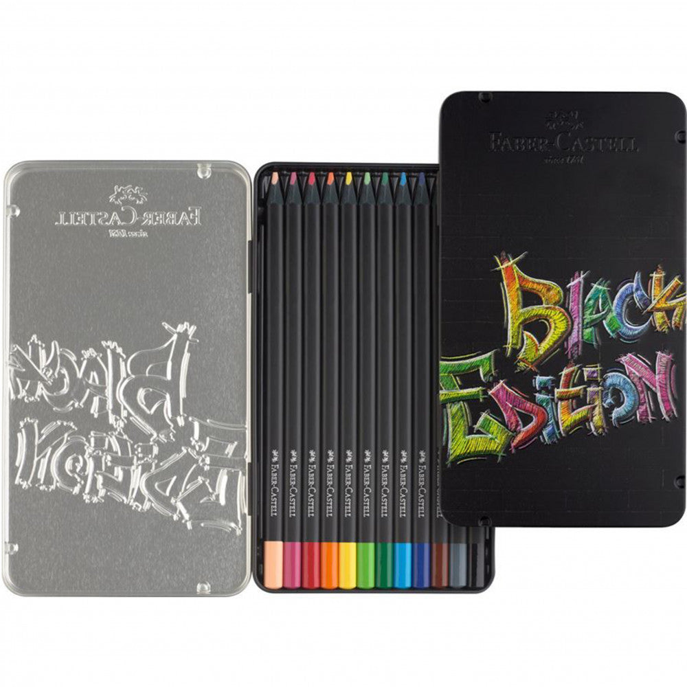 12 Lápis Cor Faber Castell Black Edition Cx Metalica