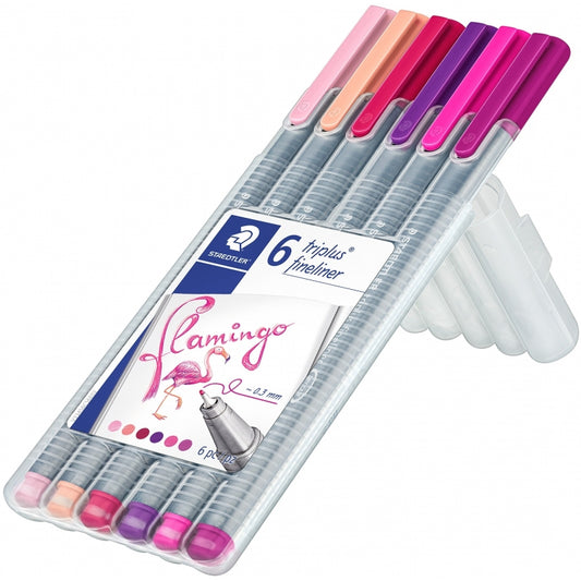 6 Canetas- Fineliner Triplus Flamingo Staedtler