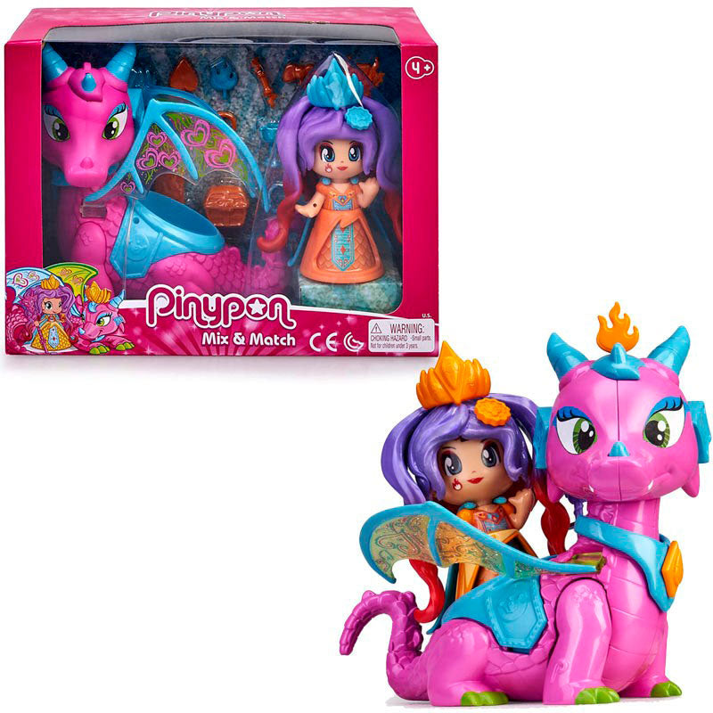 Boneca Famosa Pinypon Mix & Match: Rainha e Dragão