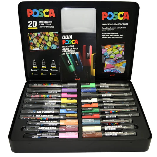 Mala Posca Metal Com 20 Marcadores