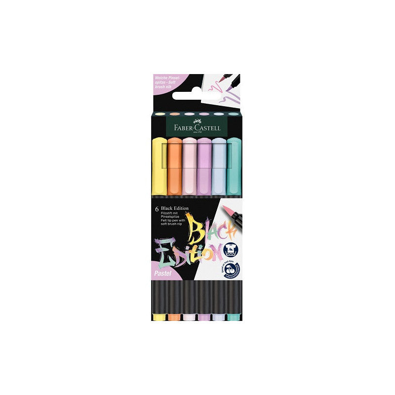 5 Canetas De Feltro Faber-Castell Black Edition Pastel