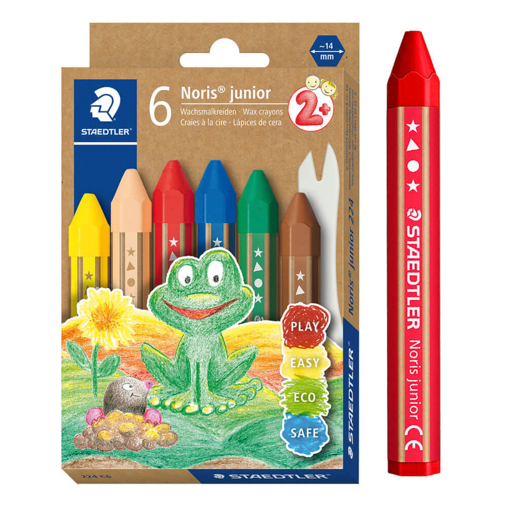 6 Lápis de Cera Grossos - Staedtler Noris Junior