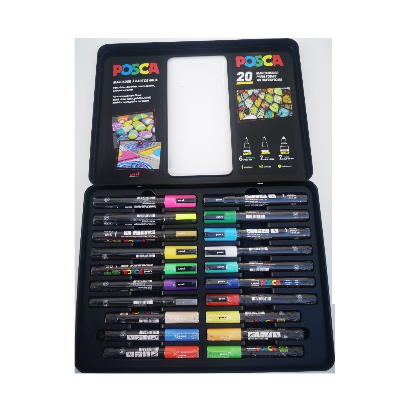 Mala Posca Metal Com 20 Marcadores