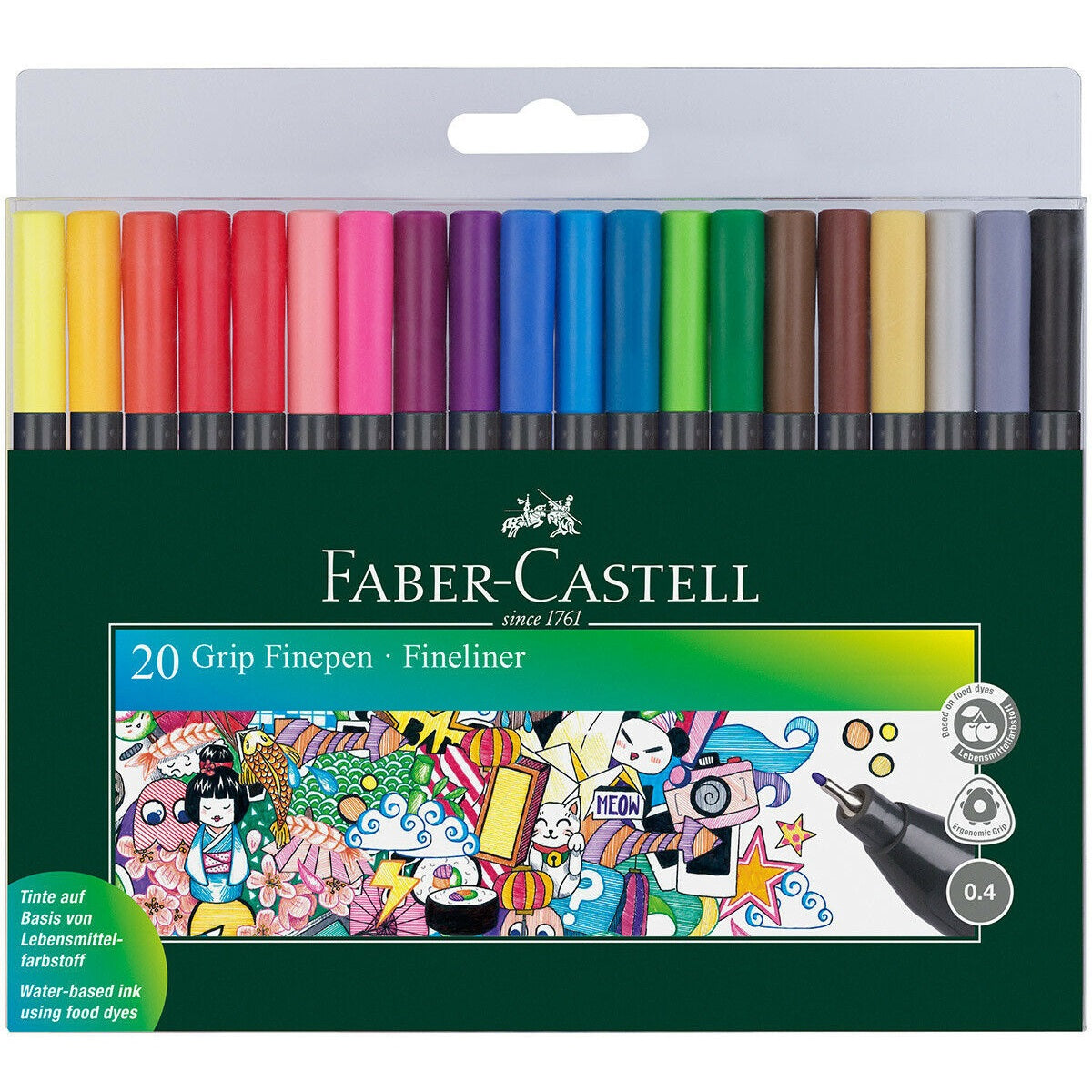 20 Canetas de Feltro Faber-Castell Grip