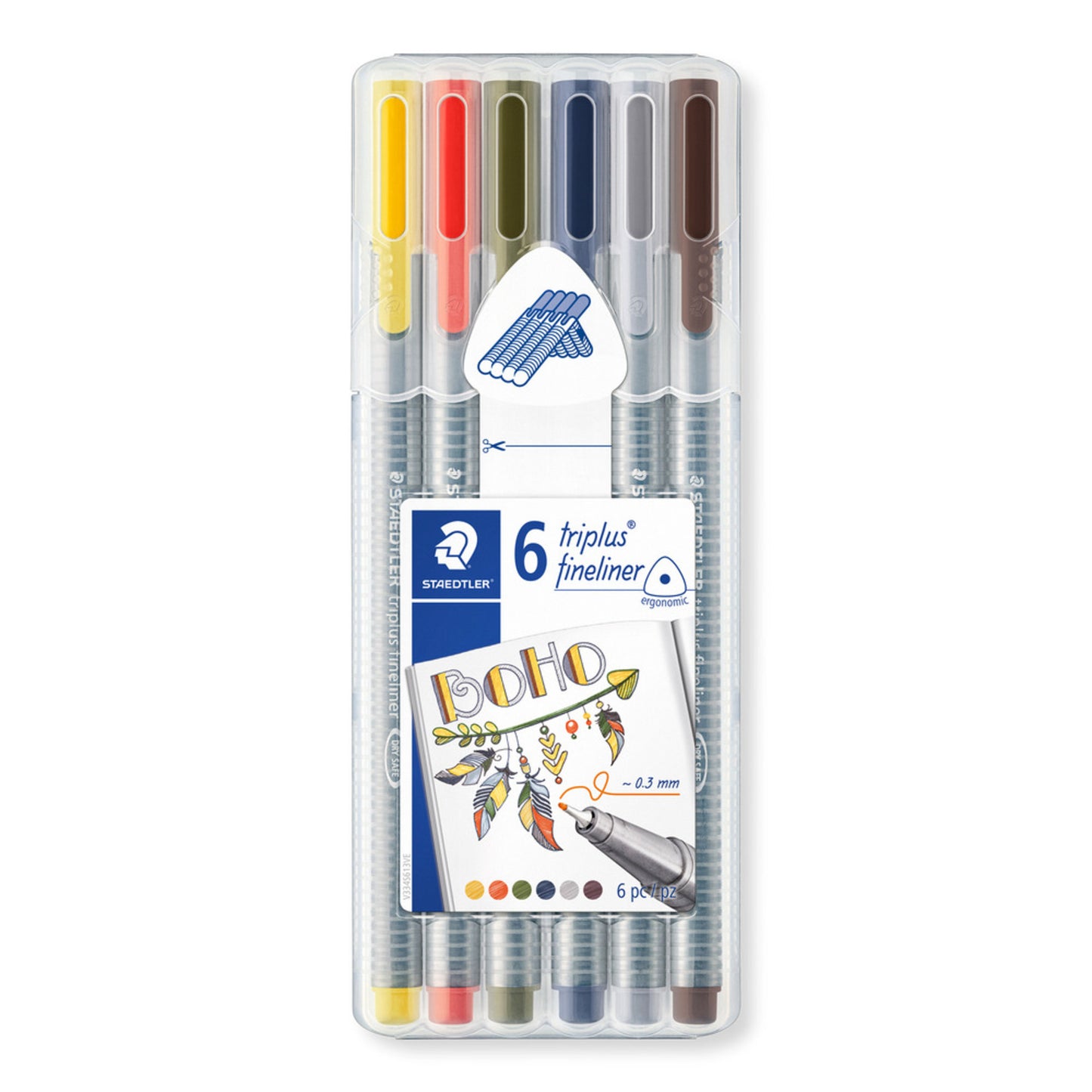 6 Canetas De Ponta Fina Triplus Boho Staedtler
