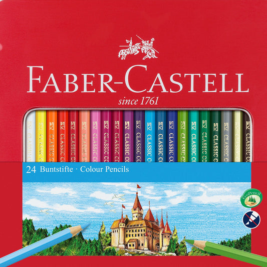 24 Lápis de Cor Caixa de Metal Faber Castell