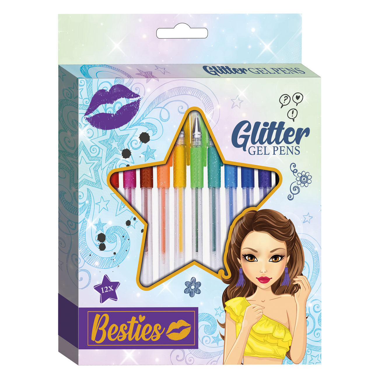 12 Canetas de Gel Glitter Besties