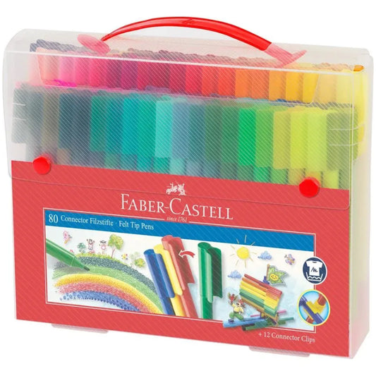 Conjunto de 80 Canetas de Feltro Connector com Estojo - Faber-Castell