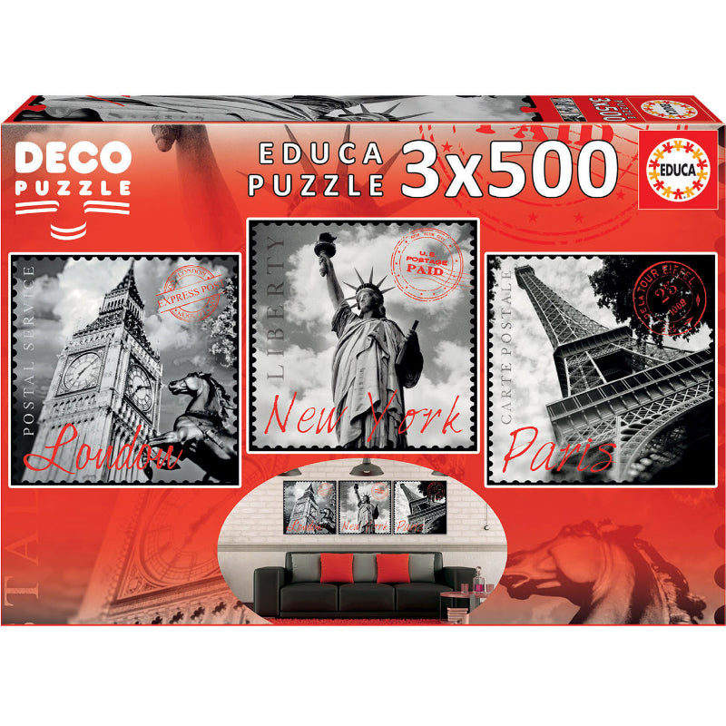 Puzzles 3x500 Peças - Grandes Cidades