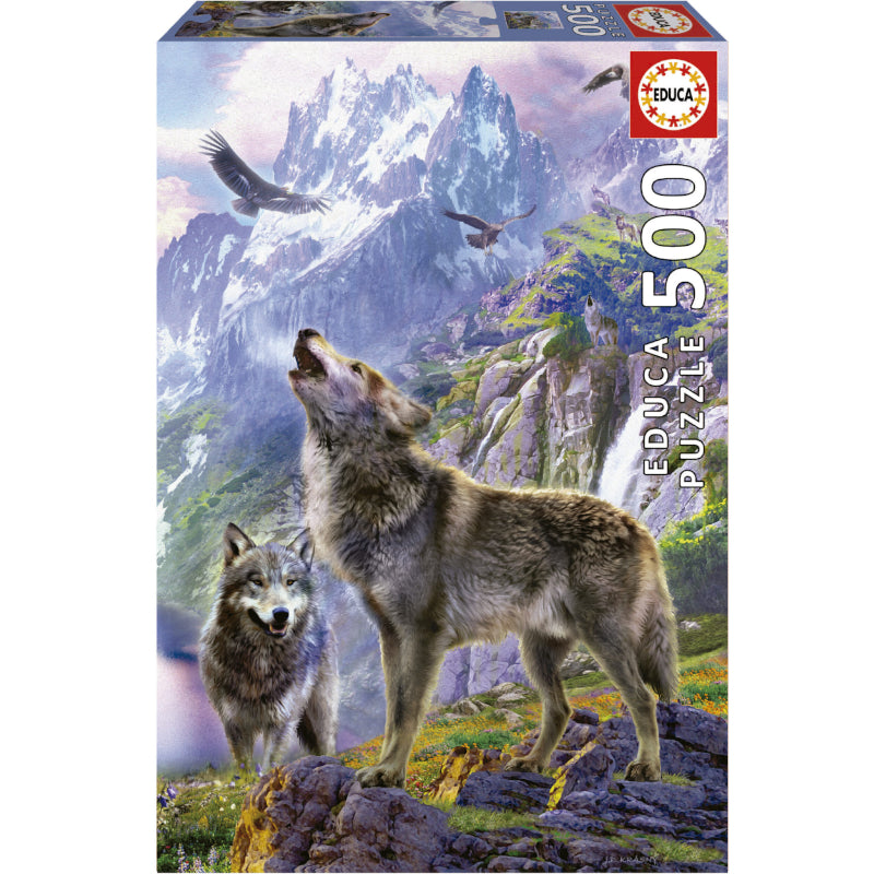 Puzzle 500 Peças - Lobos nas Pedras