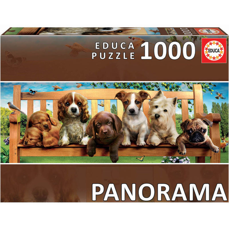 Puzzle 1000 Peças - Cachorros no Banco - Panorama