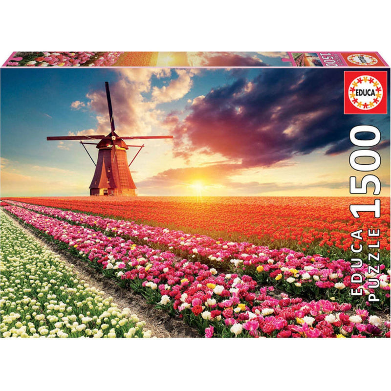 Puzzle 1500 Peças - Paisagem de Tulipas