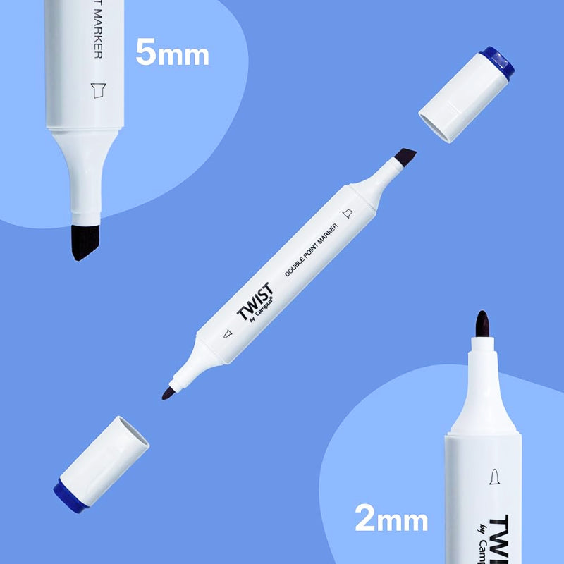 Marcadores de Ponta Dupla - Twist by Campus (Pack c/ 36, 48, 60 ou 80)