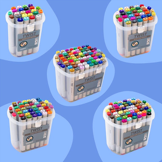 Marcadores de Ponta Dupla - Twist by Campus (Pack c/ 36, 48, 60 ou 80)