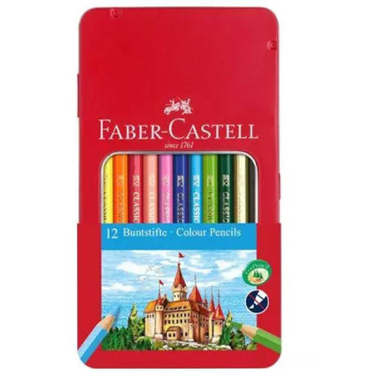 12 Lapis De Cor Faber Castell Caixa Metalica