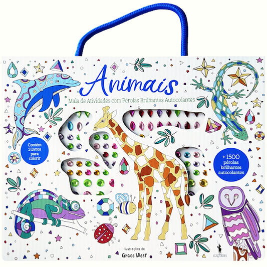 Animais: Mala de Atividades com Pérolas Brilhantes Autocolantes