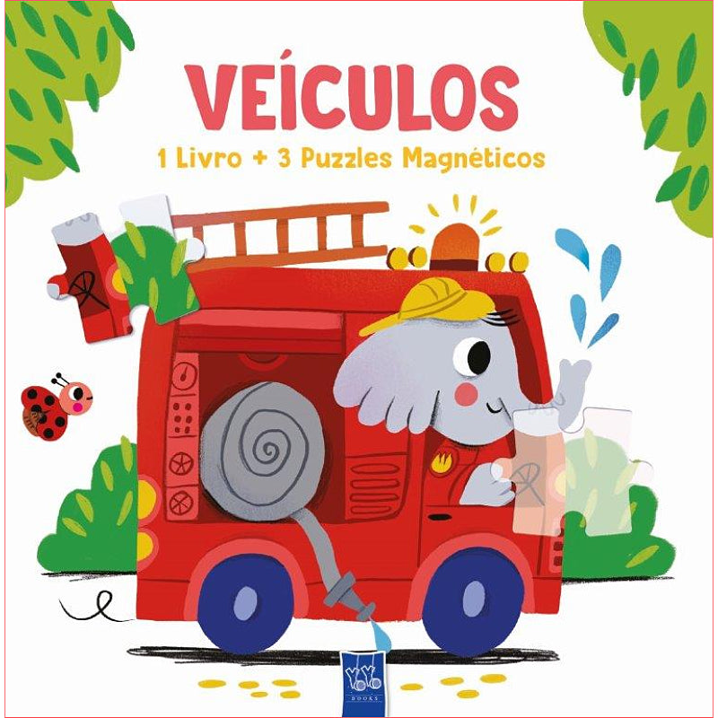 Veículos - 1 Livro + 3 Puzzles Magnéticos