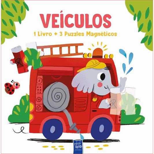 Veículos - 1 Livro + 3 Puzzles Magnéticos