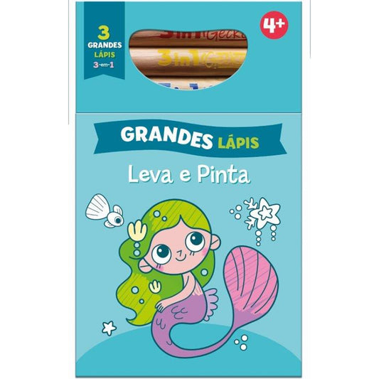 Leva e Pinta com Grandes Lápis: Azul - Sereia 4+