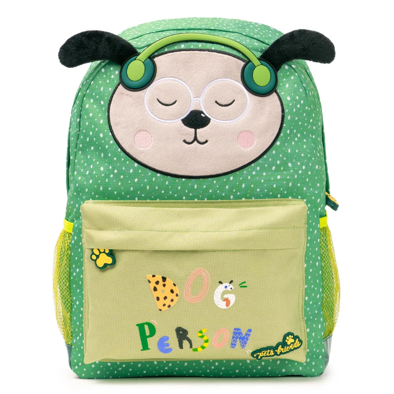 Mochila Escolar Ambar - Dog Person Green Furry