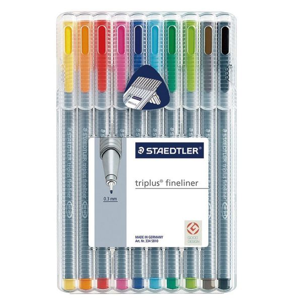 12 Canetas de Ponta Fina Triplus Fineliner Staedtler