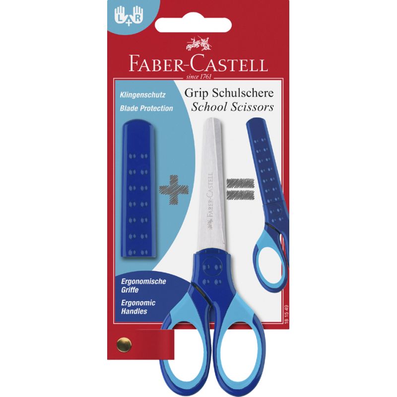 Tesoura Grip Faber - Castell Com Pontas Arredondadas - Azul