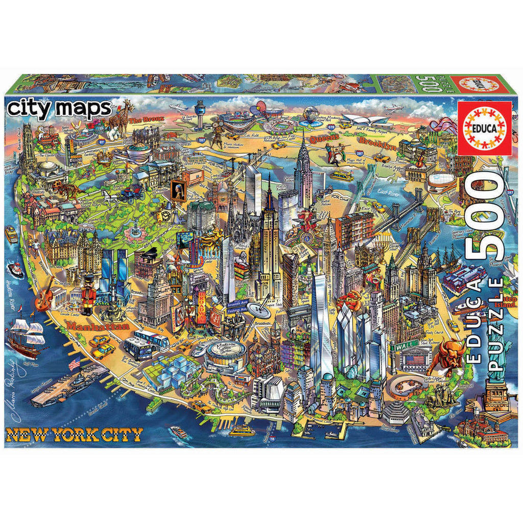 Puzzle 500 Peças - Mapa De Nova Iorque "City Maps"