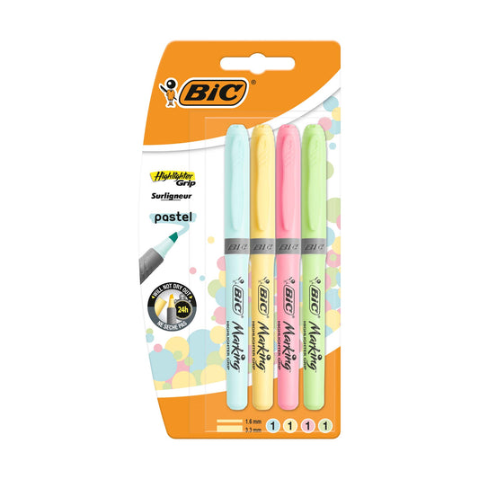 4 Marcadores BIC Fluorescentes Cores Pastel