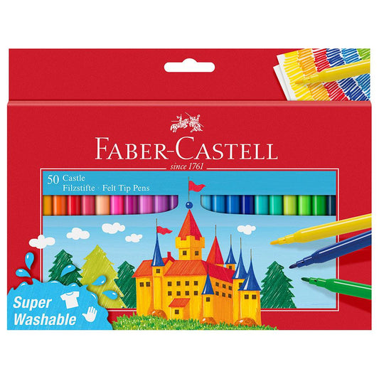 50 Canetas De Feltro Lavável Faber-Castell
