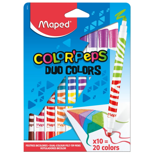 10 Canetas de Feltro Bicolores - 20 Cores (Maped)