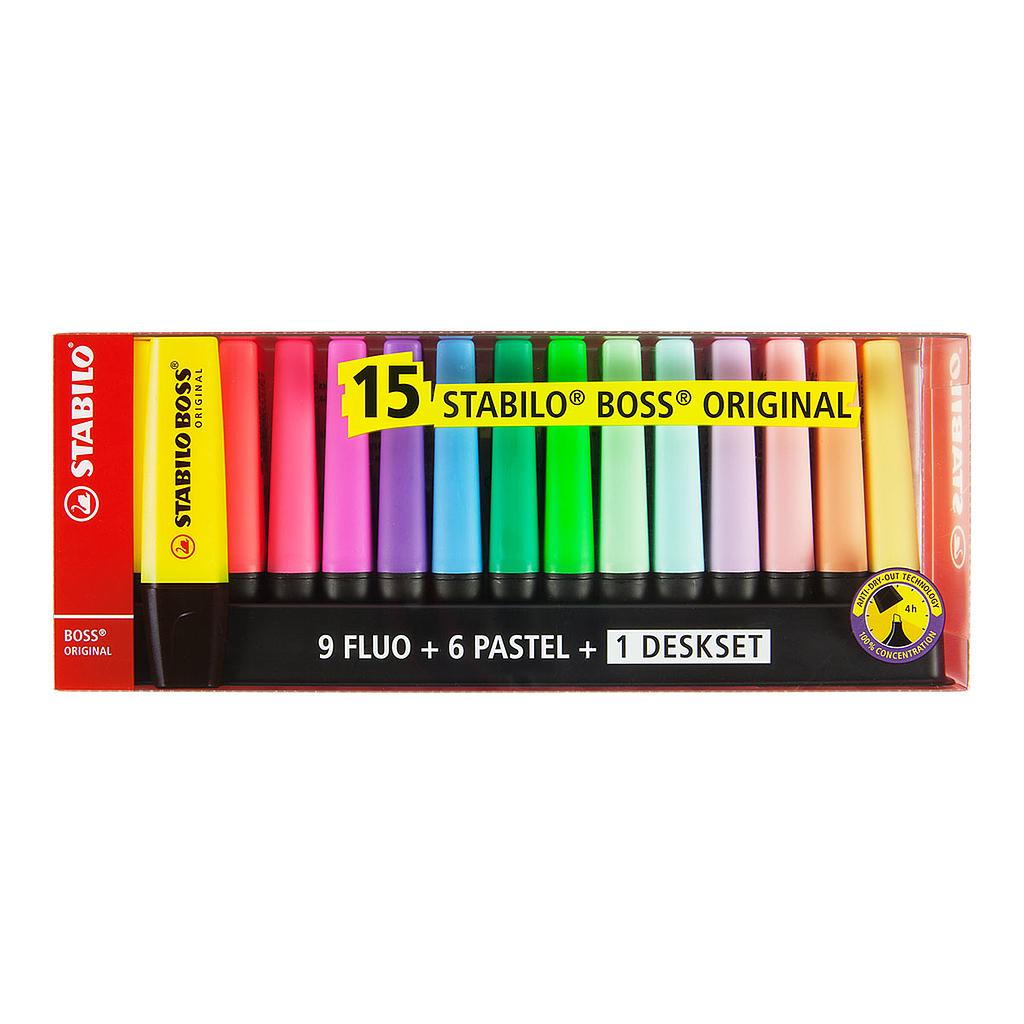 15 Marcadores Fluorescentes Multicolor Stabilo