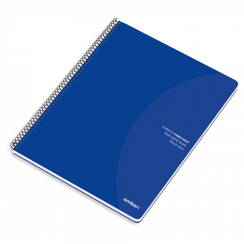Caderno Espiral Ambar Capa Azul A4 Liso