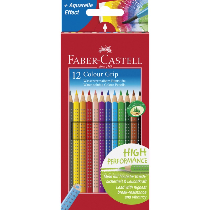 12 Lápis de Cor Faber-Castell Grip Aguarela