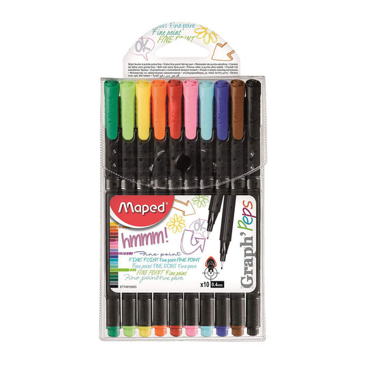 10 Canetas de Ponta Fina Fine Liner (Maped)