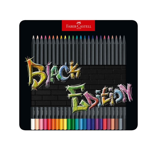 24 Lápis Cor Faber Castell Black Edition Cx Metalica