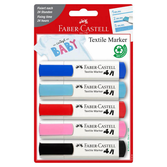5 Marcadores Para Tecidos Bebê Faber-Castell